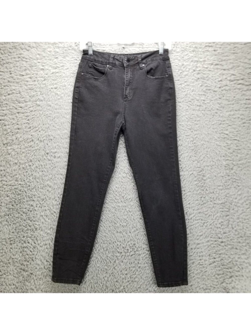 Tahari Jeans Womens 4 Faded Black Stretch Ella Mid Rise Skinny Cropped